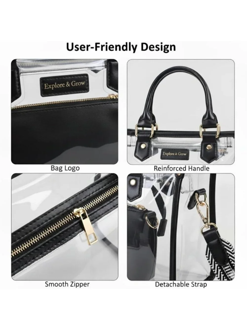 Clear Tote Bag for Women - Stadium Approved Small Purse, Stylish & Versatile